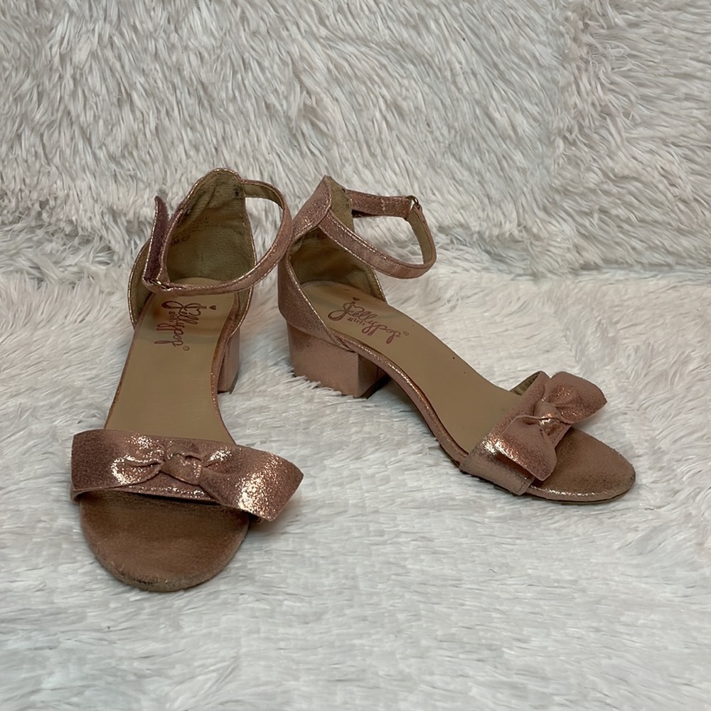 Jellypop Girls Heeled Open Toe Shimmer Bow Sandals, Size 13